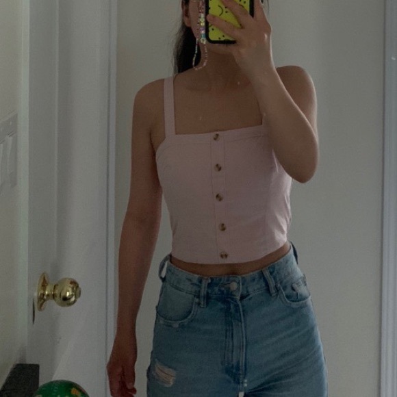 Baby pink button up picnic top. - Picture 4 of 4